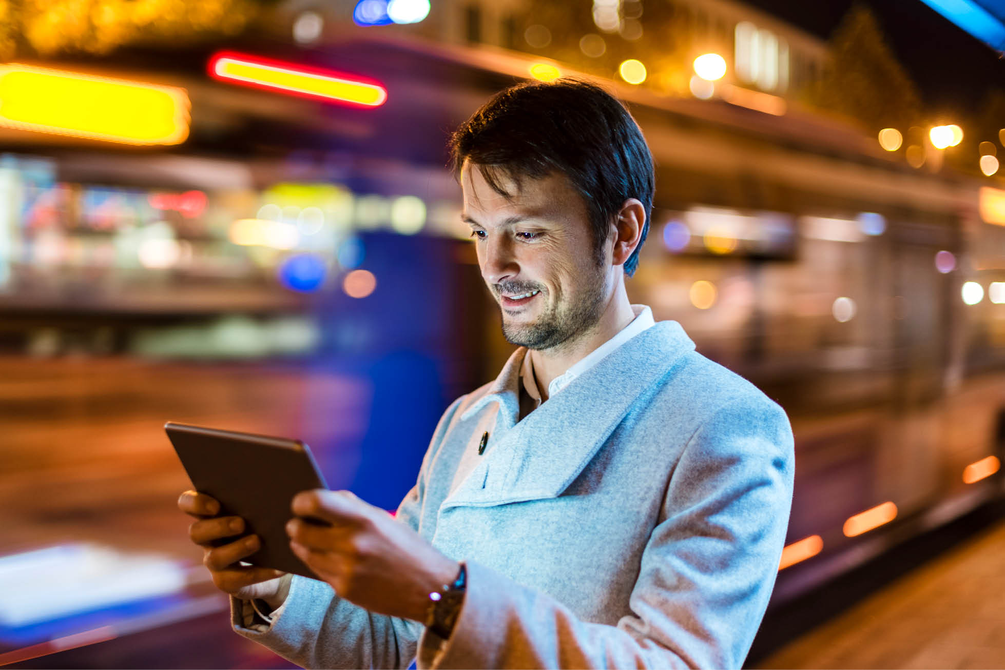 man on tablet