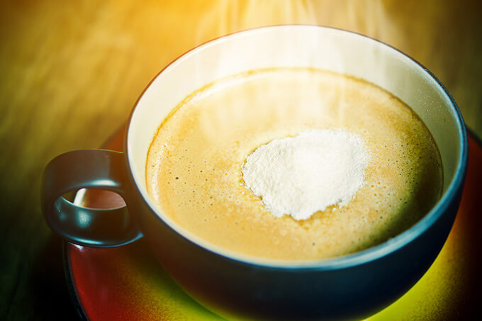 Steaming drink in cup