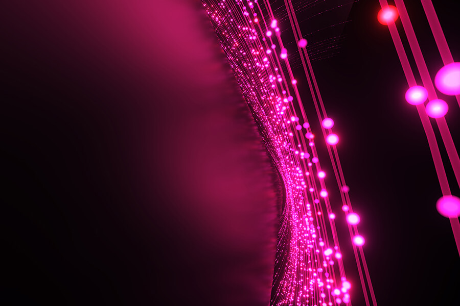 Abstract particle lines orbiting a globe