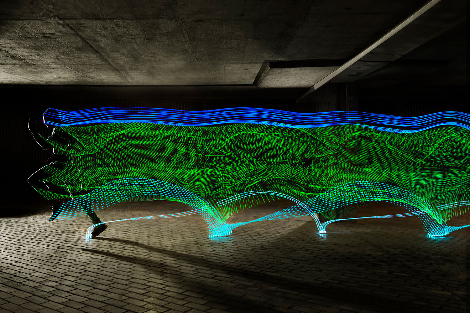 Running person and light waves